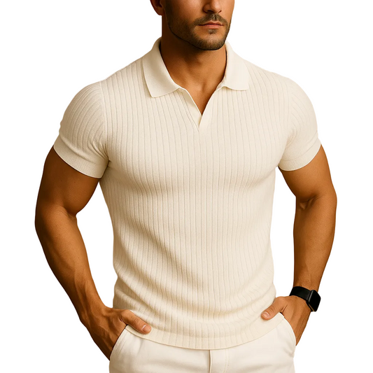 Adrian | Men’s Slim Fit Rib-Knit Polo Shirt