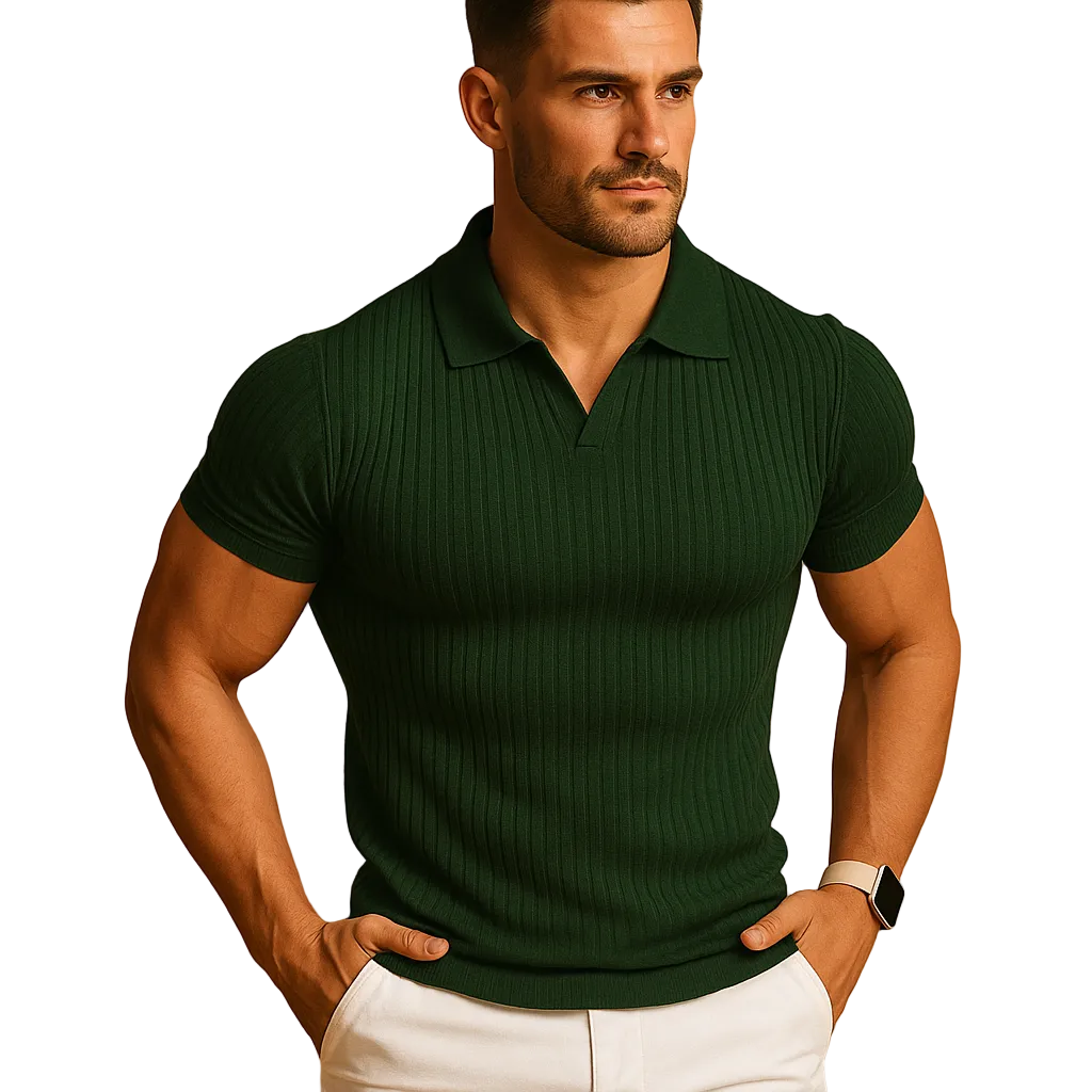 Adrian | Men’s Slim Fit Rib-Knit Polo Shirt