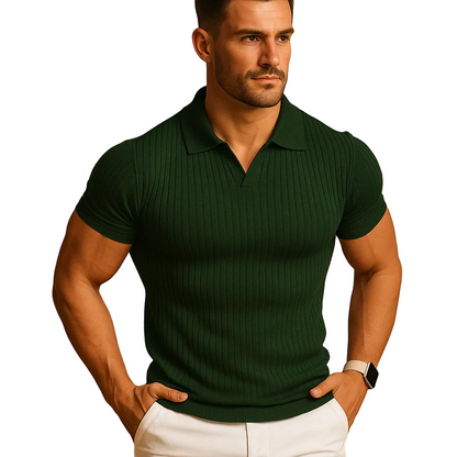 Adrian | Men’s Slim Fit Rib-Knit Polo Shirt